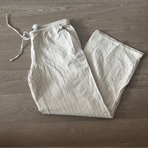 Striped linen pants- low waisted size L